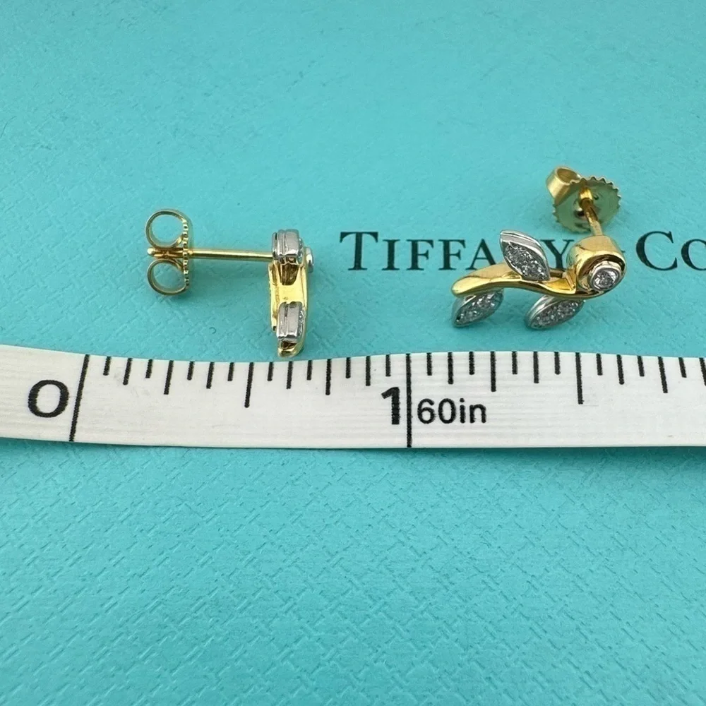 Vintage RARE Tiffany & Co. Vine Garland Earrings Platinum Yellow Gold 🍇